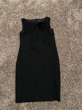 Ann Taylor Black Sleeveless Ruffle Yoke Sheath Dress and Jacket